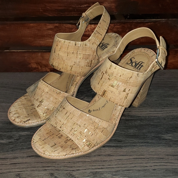 Sofft Shoes - Sofft Brown Cork Color Sandal Heels